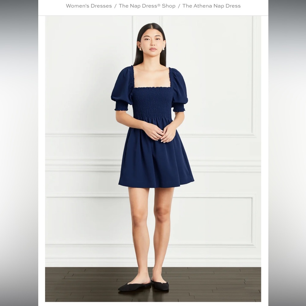 NWT Hill House Athena Nap Dress Size M Navy Crepe